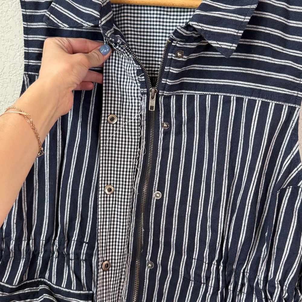 Skies Are Blue Cinch Vest Striped Blue White Plus Size XXLarge - Picture 4 of 10